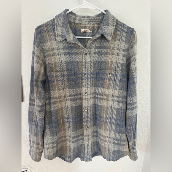 Faherty Blue and Tan Plaid Button Down Shirt - Picture 1 of 7